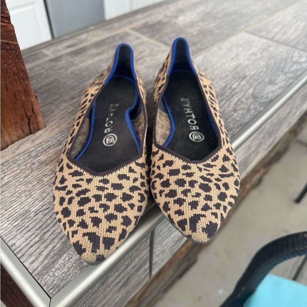 Rothy's Women's The Point Ballet Flats Leopard Print Pointy Toe